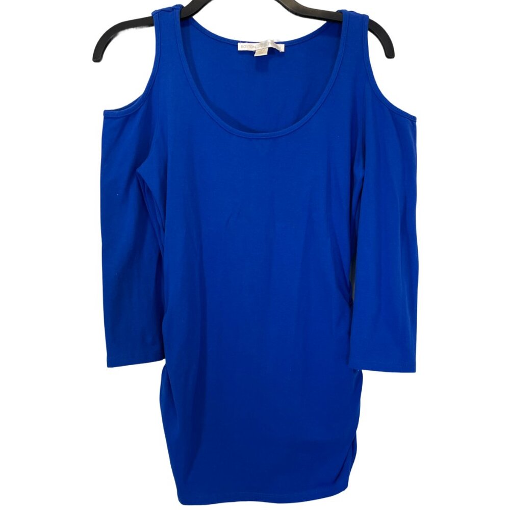 Women Blue Cold Shoulder Top M